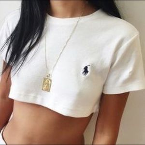 Women’s white polo crop top